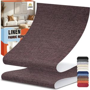 Linen Fabric Repair Tape 4.7x63 Inch, Self Adhesive Couch Patch Repair Fabric Tape for Furniture, Linen Patch Kit for Couch, Carpet, Upholstery, Chair, Sofa, Cushion, Bag (Dark Brown)