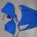 Zuvebamyo Women's Two Piece Bikini Sets Sexy Halter Ring Swimsuit Triangle String Cheeky Bathing Suit (Blue, M)