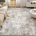 8x10 Area Rug Living Room Rugs Washable Neutral Brown Grey Carpet