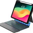 ZENLU iPad 9th Generation Case with Keyboard Detachable, Rugged Protective Shell, MultiTouch Trackpad, Pen Holder, Vertical Stand, Backlit Keyboard for 10.2 iPad 7 8 9 Gen, Pro 10.5", Air3 (Black)