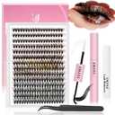 Uilulu Lash Clusters kit 9-16mm DIY Lash Extension Kit 280 30D D Curl Lash Clusters 0.07D Natural Individual Lashes Clusters False Eyelashes Wispy Eye Lash Kits Extensions Kit