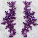 Zbroh Fine Lace Fabric Patches Embroidered Rhinestones Trim Applique Decor Dress Decoration sew on Sequins Beads Accessory one Pair (deeppurple)