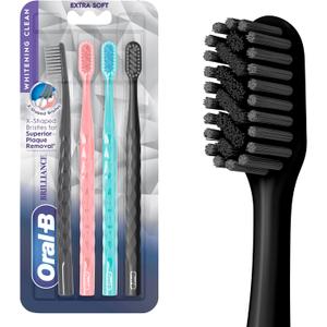 Oral-B 3D White Brilliance toothbrushes, 4 Count Toothbrush Extra Soft, Tough on Plaque, Gentle on Gums, whitening Tooth Brush