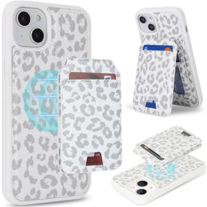 Case for iPhone 12 & iPhone 12 Pro Case Wallet magsaf Compatible 2 in 1 Detachable Magnetic with Card Holder Back Cards Slot Leather Shockproof Stand Phone case Women Men-White Leopard Print