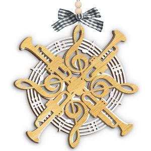 3 x Trumpet Ornament 2025, Musical Christmas Decor, Wooden Ornaments for Christmas Decorations, Trumpet Ornaments Gifts for Players, Men, Teen Boys, Girls