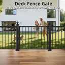 Heavy-Duty Outdoor Deck Fence Gate, Black Adjustable Steel Fence Gate with 48''W x 32.5''H, Deck Gate Outdoor - Metal Garden Gate for Yard, Patio, Backyard, Pet Containment, No Hinge Design