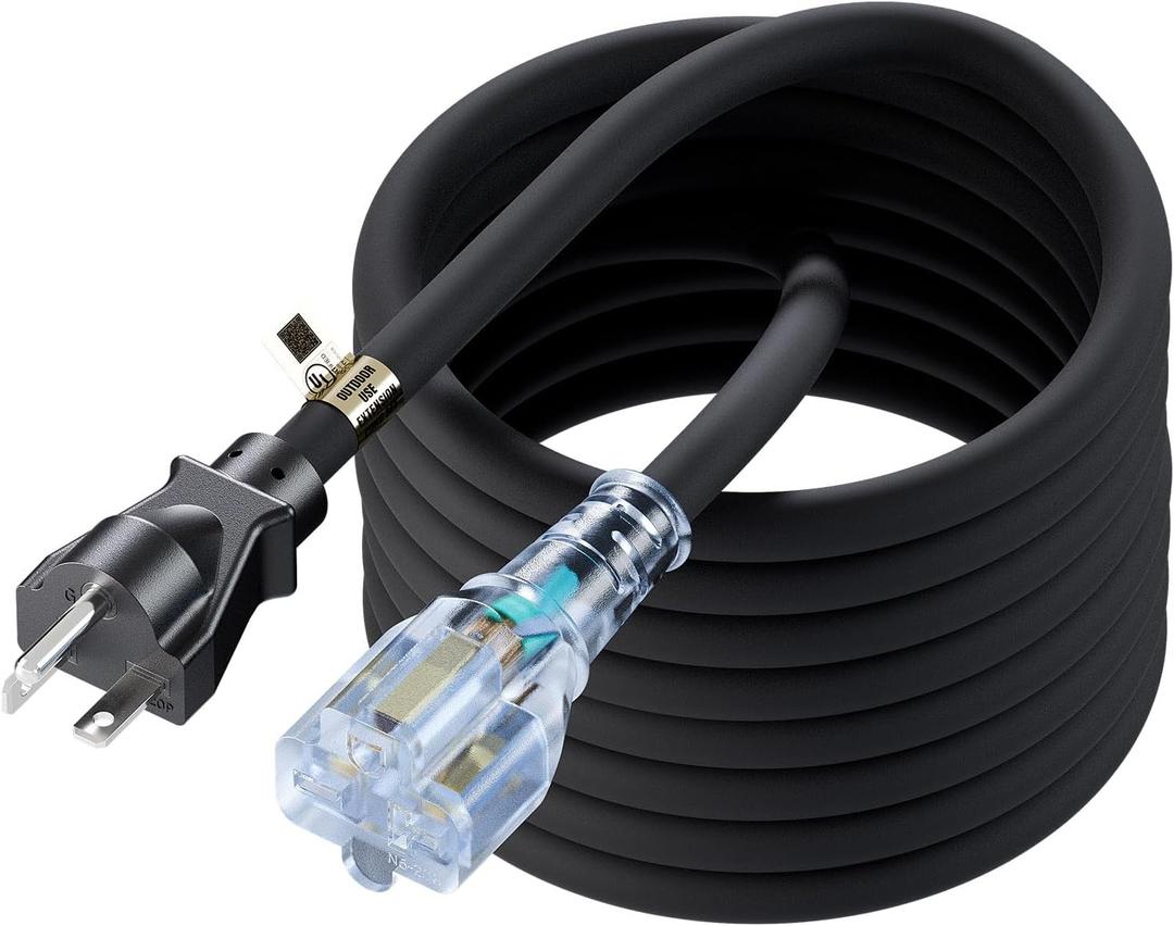 25-Feet (7.65 Meter) Long 20 Amp-250 Volt Nema 6-20P Extension Cord, 12AWG Nema 6-20 Heavy Duty Extension Cable, Nema 6-15/20R T-Blade Cord with Red Indicator Light