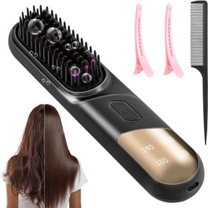 Go Brush Pro 2026 Straight Hair Brush 300 Million Negative ions Portable Cordless Straight Hair combsuitable for Women, 4-Temperature Fast Heating MCH Ceramic Coating is Smooth (Light Black)