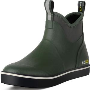 Kalkal Men's Deck Boots, Waterproof Fishing Rain Boots with High Traction, Men's Rubber Boots For Gardening Fishing Boating Camping Sailing, 6