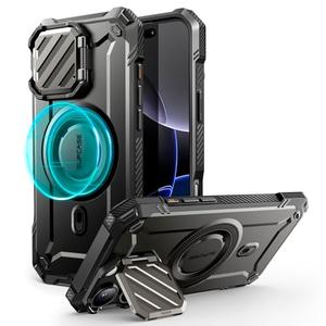 SUPCASE for iPhone 16 Pro Max Case with Camera Cover Stand (UBMag XT), [Compatible with MagSafe] [Built-in Kickstand] [Military-Grade Protection] Heavy Duty Rugged Magnetic Phone Case, Black