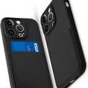 Silicone Wallet Phone Case for iPhone 14 Pro 6.1 Inch with Credit Card Holder Pocket, Full-Body Bumper Protection Camera Protect Case (Black)