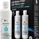 LG LT1000P2 6-Month / 200 Gallon Refrigerator Replacement Water Filter, Reduces Chlorine, 2 Count (Pack of 1), White