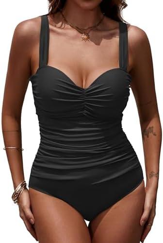 KI LAPHEE One Piece Underwire Swimsuit Women Tummy Control - Ruched Push Up Molded Cups Bathing Suit Size XXL