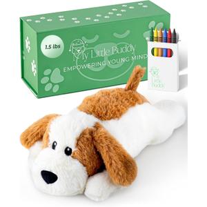 2 x Heatable Weighted Plush Puppy Dog  Cozy Comfort & Security, Soothing Stuffed Animal for Kids & Toddlers, Compact 1.5 lbs  Perfect for Cuddles!