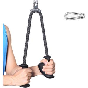 Tricep Rope 27 & 36 inches 2 Colors Fitness Attachment Cable Machine Pulldown Heavy Duty Coated Nylon Rope with Solid Rubber Ends