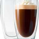 Espresso Cups Set of 2, Double Walled Glass Coffee Mug, High-Heat Borosilicate Glass, 15 Ounces, Clear