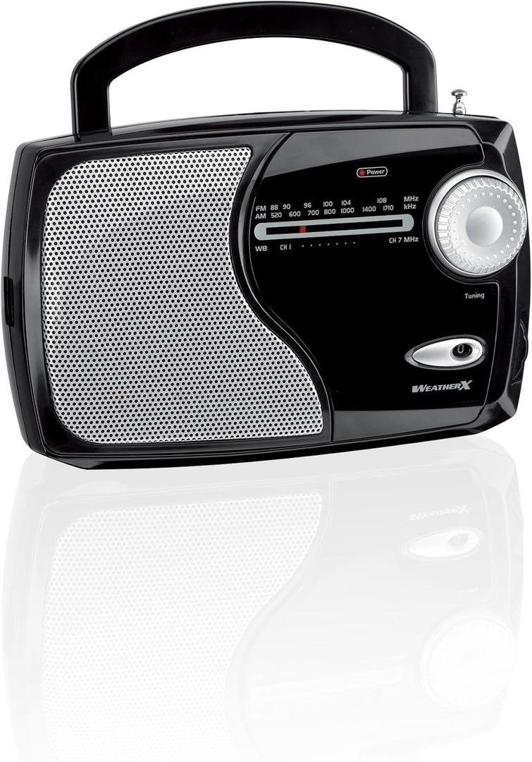 Weather X WR282B Portable NOAA Weather Band and AM/FM Radio - Black