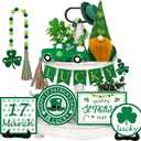 St. Patrick's Day Tiered Tray Decorations Set, Farmhouse Wooden Tiered Tray Decor for Holiday Rustic Home Kitchen Tier Tray Decor Set