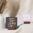 UNIQOOO 5 Pack Place Card Holders | Rustic Walnut Wood Escort Cards Display Stands | Table Number Sign & Photo Stand | Perfect for Retail Shop Cafe Home Wedding Dinner Party Events Decoration