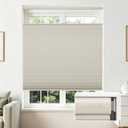 Joydeco No Tools No Drill Blinds for Indoor Windows, Cordless Window Blinds Cellular Shades Top Down Bottom Up Blackout Honeycomb Blinds Thermal Insulated Noise Reduction (Beige, 28" W x 64" H)