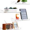 Yieach 4 Pack Acrylic Shelves for Bathroom Wall with Adhesive,No Drilling Floating Shelves,Room Decor,15" Wall Shelf Organizer for Lego,Action,Figure,Collectibles,Makeup,Perfume,Invisible Bookshelf