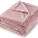 SOCHOW Flannel Fleece Blanket Luxury Twin XL Size, All Season Lightweight Super Soft Cozy Blanket for Bed or Couch, Dusty Pink, 66x90 inches
