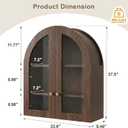 Arched Wall Cabinet, Bathroom Cabinet Wall Mount with Glass Doors & Adjustable Shelf, Floating Medicine Cabinet for Bathroom, Kitchen, Living Room Storage, Walnut