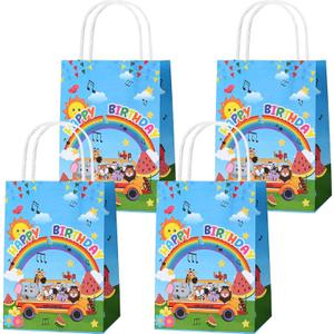 24 Pack Cartoon Melon Birthday Party Favor Bags Watermelon Musical Tones Rainbow Patterned Gift Bags with Handles for Melon Party Decor