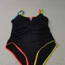 Womens One Piece Swimsuit Tummy Control - Slimming Bathing Suit V Wired Full Coverage 2025 Swimwear (Medium, Colorful Black)