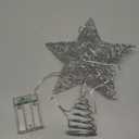 Joiedomi 8 inch Christmas Glitter Star Tree Toppers, Battery Powered Metal Silver Star Lighted with LED Warm White Lights for Xmas Decorations, Holiday Party Indoor Decor