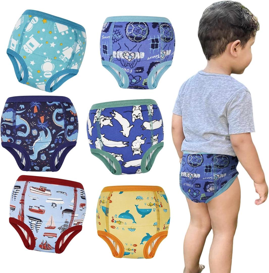 MooMoo Baby Absorbent Potty Training Underwear 6 Packs Cotton Training Pants for Boys and Girls 2T-9T (4T)