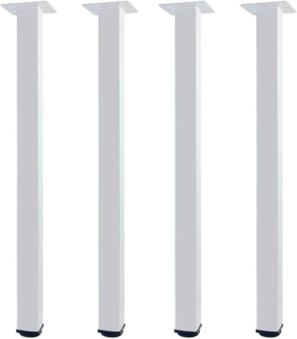 QLLY 27.5 inch / 70cm Adjustable Metal Desk Legs, Square Office Table Furniture Leg, Set of 4 (70 cm, White)
