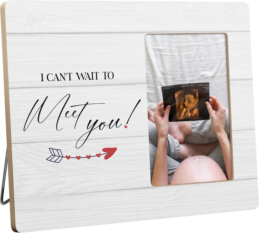 Pregnancy Announcement Gifts for Newly Mother Father, Sonogram Picture Frame, I Can't Wait to Meet You, 4x6 Inch Photo