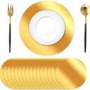 Tarklanda 100 Pcs Round Gold Placemats, 13.3" Mirror Foil Mother's Day Decorative Table Place Mats Mirrored Disposable Paper Placemat for Dining Table Wedding Birthday Party Decor (Yellow)