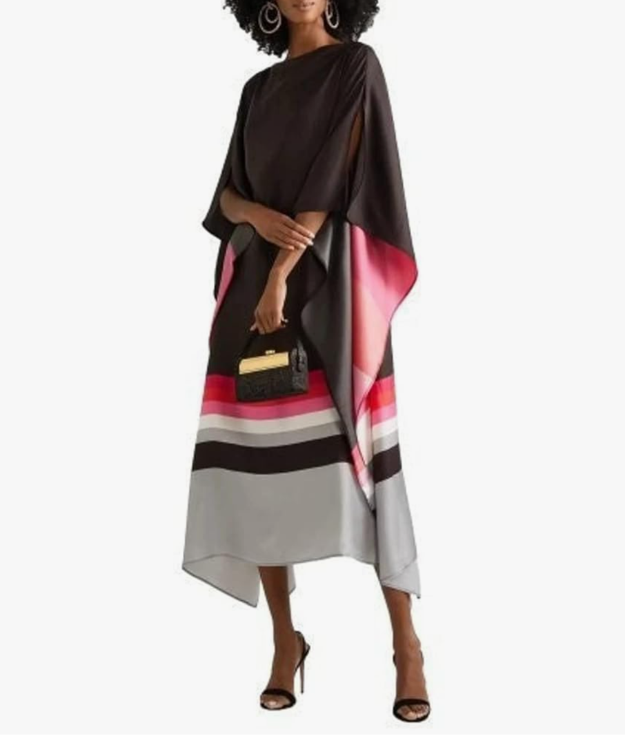 Designer New Calf Length Women Printed Casual Wear Soft Satin Silk Tunic Kaftan, Wedding Party Dress Caftan, Luxury Gift, Handmade Kaftan Red and Purple , One Size