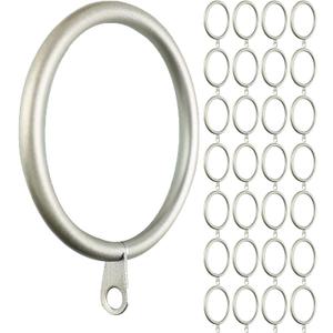 28 pcs 1.5-Inch Inner Diameter Metal Curtain Rings with Eyelets, Fits Up to 1 1/4-Inch Rod (Set of 28, Pewter)