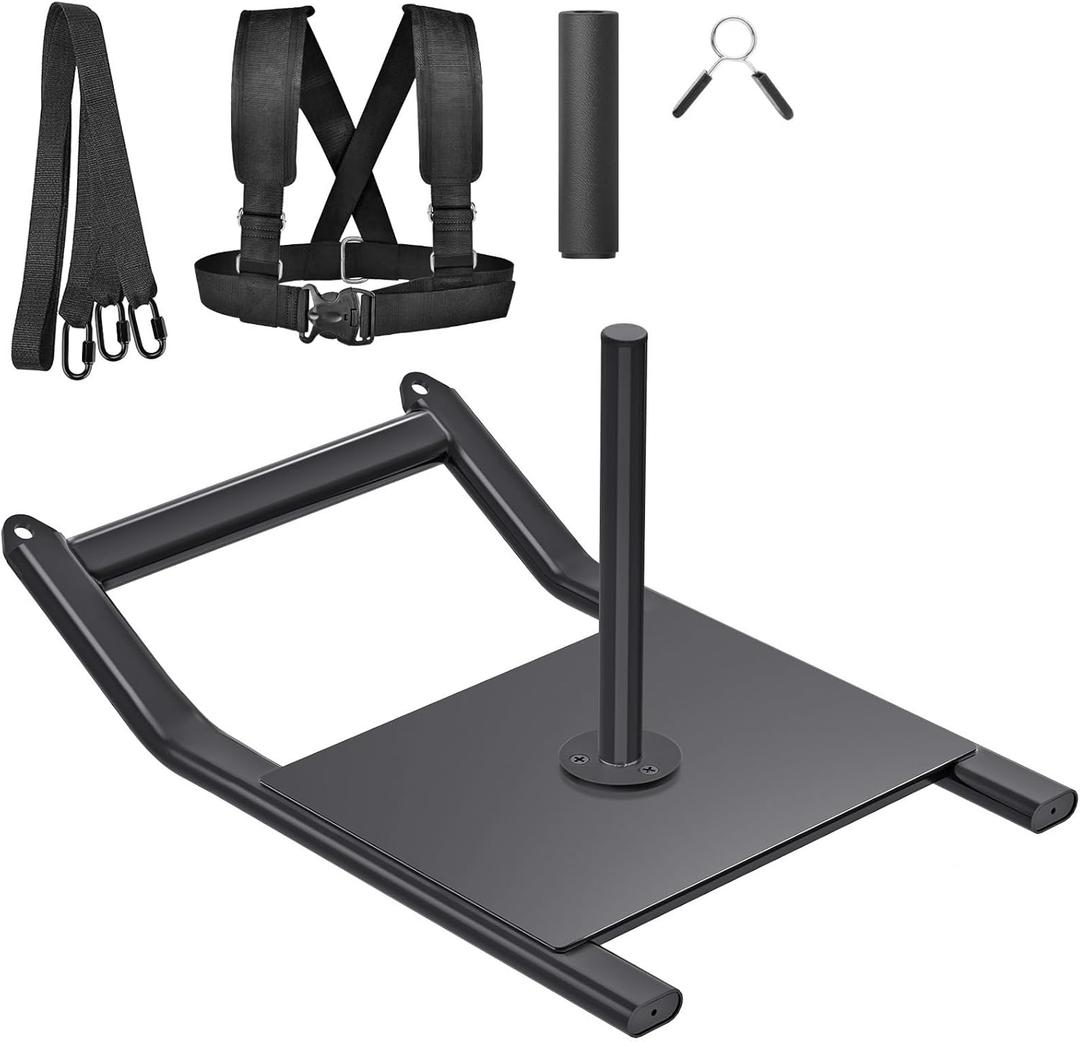 Kipika Weight Sled, Workout Sled, Fitness Strength Training Sled, Speed Training Sled for Athletic Exercise, Speed Improvement, Easily Through Obstacles, Suitable for 1" & 2" Weight Plate (Black)