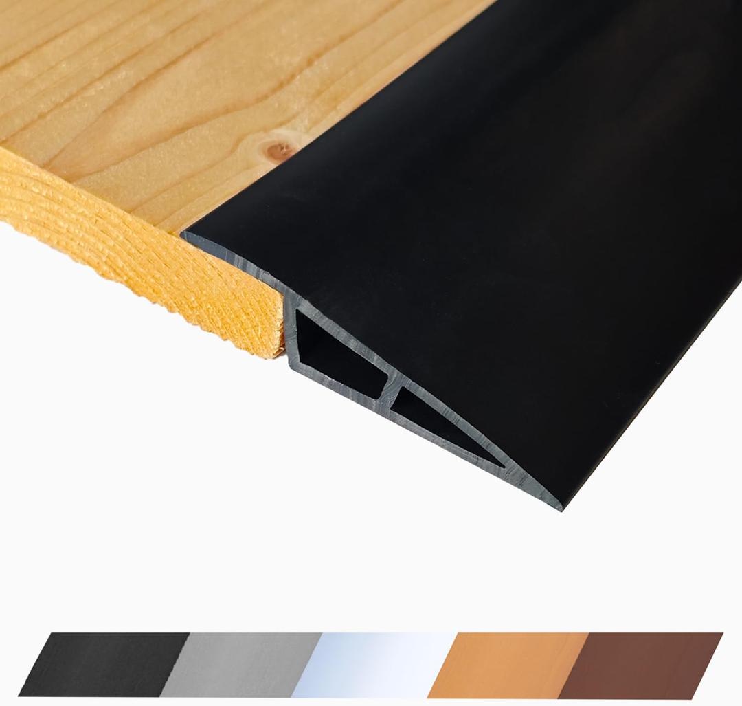 1/2" to 3/5" Height Threshold Ramp - Rubber Threshold, Floor Transition Strip, Wheelchair Ramp, Door Strip, Carpet to Tile Strip (Black, 40 inches)