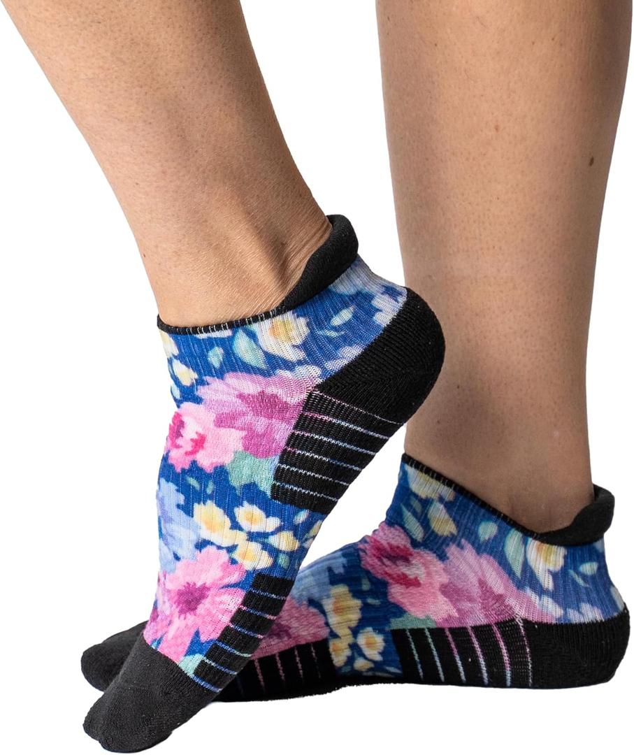 Viasox Ankle Compression Socks for Women & Men, 14 mmHg Support Improves Circulation, Extra Cushioned (Medium, Floral)