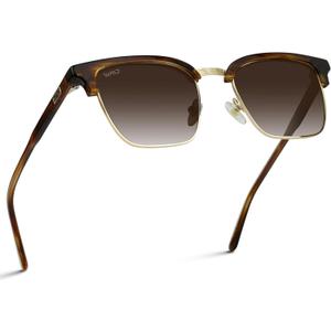 WearMe Pro - Modern Semi-Rimless Rectangular Polarized Trendy Sunglasses for Men and Women (Crystal Smoke Brown / Brown Lens)