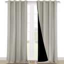 NICETOWN Full Shading Curtains 90 inches Long 2 Panels Set for Windows, Super Heavy-Duty Black Lined Blackout Curtains for Bedroom, Privacy Assured Window Treatment (Natural, Pack of 2, 52 inches W)