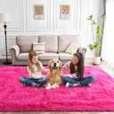 Fluffy Area Rug 9x12 Living Room, Hot Pink Rugs for Bedroom Girls, Extra Large Rug Big Carpet 9 by 12 Fuschia (12' x 9' (Rectangular))