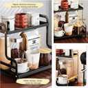 Bokelai 2 Tier Coffee Bar Organizer and Accessories Storage Countertop Shelf for Kitchen Coffee Station Organizer Mug Holder Coffee Condiment Storage Rack Black