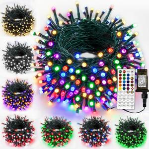 Albelt Smart Color Changing Christmas Lights, Christmas Decoration Lights with Remote & Timer, 66 FT 200 LED RGB Twinkle Fairy String Light Waterproof for Indoor Outdoor Halloween Xmas Tree Decor (1 Pack)