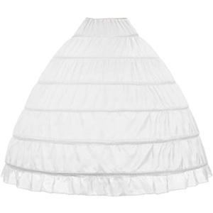 WOWBRIDAL Women 6 Hoops Skirt Crinoline Petticoats Slips Floor Length for Bridal Gown (One Size-Large, White)