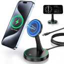 Magnetic Wireless Charger Stand 15W Fast Mag-Safe Charger for iPhone 15/15 Pro/15 Plus/15 Pro Max/14/13/12 Series Magnet Wireless Charging Station/Pad with Sleep-Friendly Light for AirPods 3/Pro/Pro 2