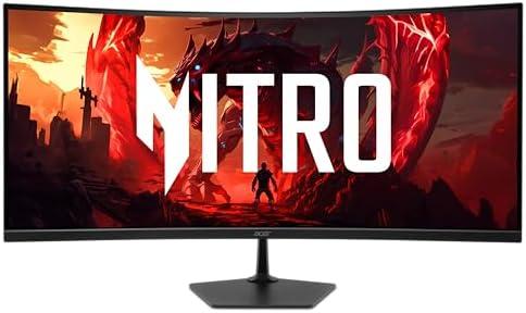Acer Nitro 34” 1500R 21:9 Curved Zero-Frame QHD 3440 x 1440 IPS Gaming Monitor | AMD FreeSync Premium | Up to 120Hz Refresh | 1ms VRB | 1 x Display Port 1.4 & 2 x HDMI 2.1 Ports | EDA340CUR J0biip