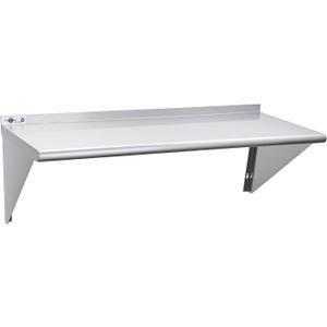 Profeeshaw NSF Stainless Steel Shelf 18 x 48, 400 lb Commercial Shelves Wall Mounted Metal Shelving with Backsplash and 2 Brackets for Restaurant, Bar, Utility Room, Kitchen and Garage