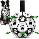 Guowanpp Dog Toys, Dog Soccer Ball with Straps for World Cup, Interactive Dog Balls for Small Medium Breed, Dog Birthday, Herding Ball, Durable Toy for Puppy Outdoor Play (6 Inch)
