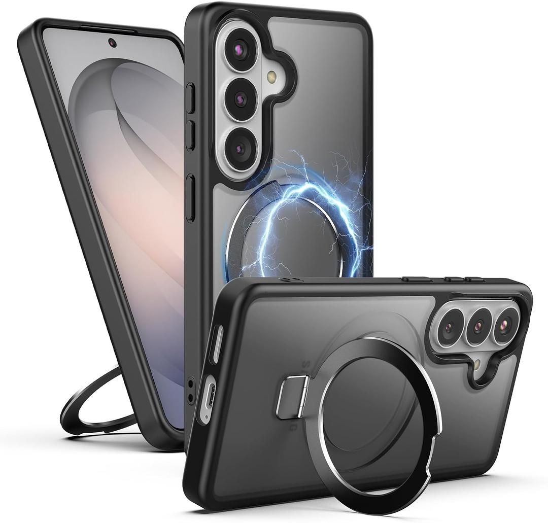 Feitenn for Samsung Galaxy S26 Case with Magnetic Ring Holder Stand Kickstand [Compatible with Magsafe] [Wireless Charging] Shockproof Cases Protective Cover for S26 Men Women 6.3", Black